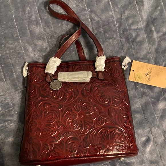Embossed Red Leather Tote Bag - Picture 1 of 2